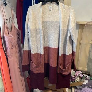 Colorblock Open Front Cardigan